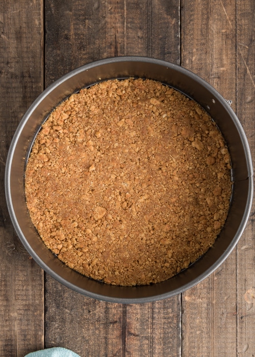 The crumbs in the pan.