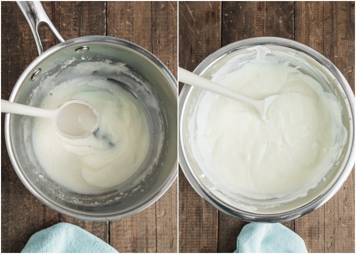 The gelatine mixed with the filling.