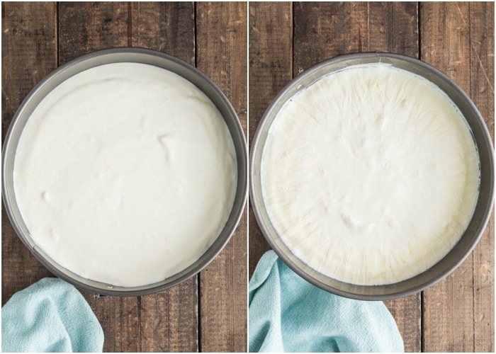 The pie before and after freezing.