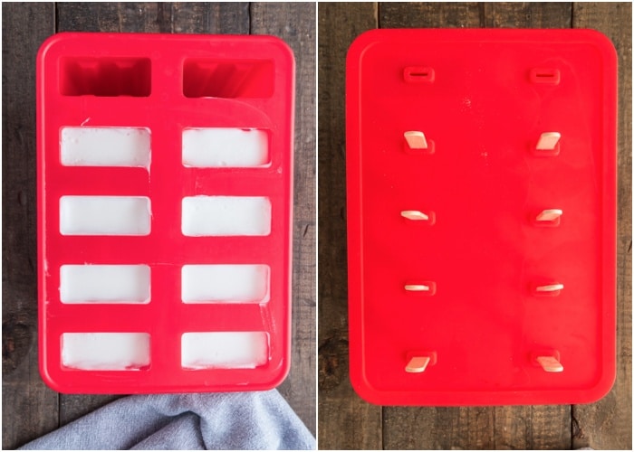 The mixture in the popsicle container.