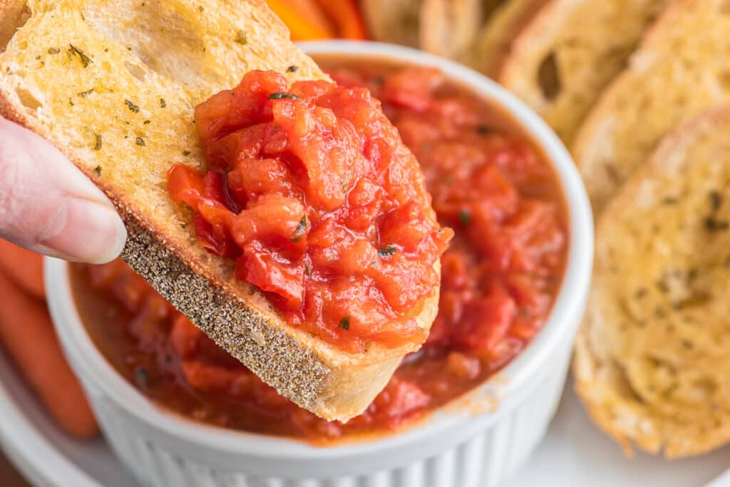 Dip on a piece of bread.