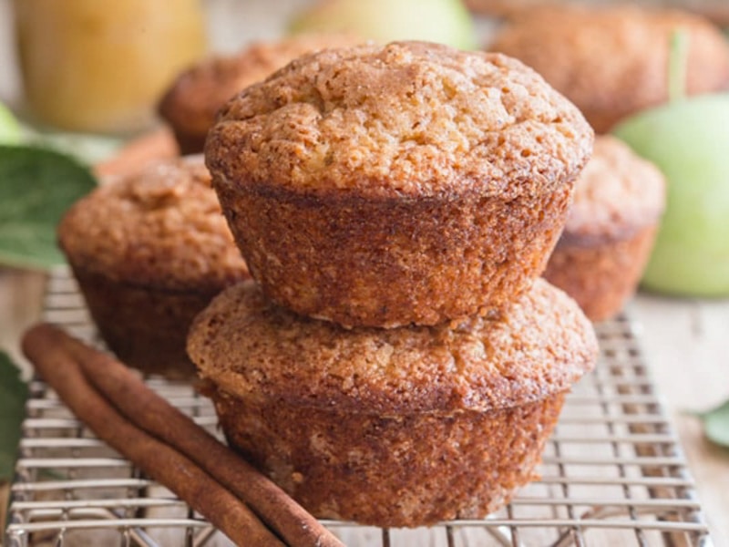 Two muffins stacked.