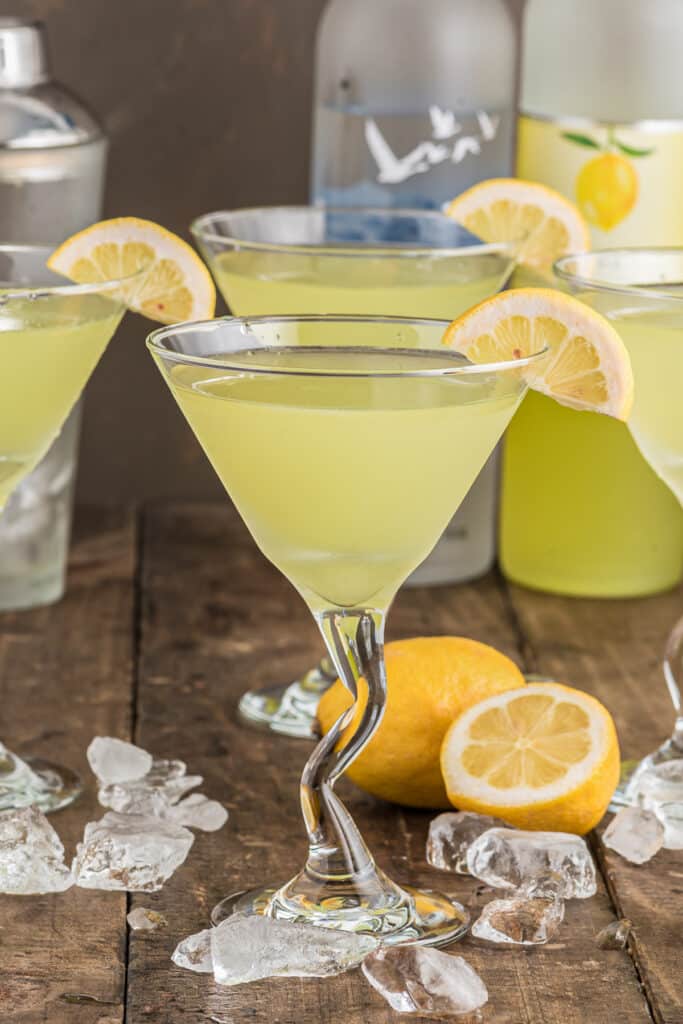 Martinis in three glasses.