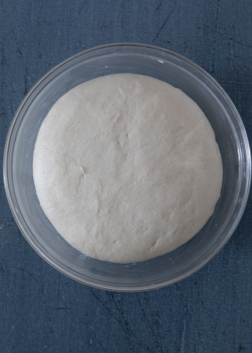 The dough risen in the bowl.