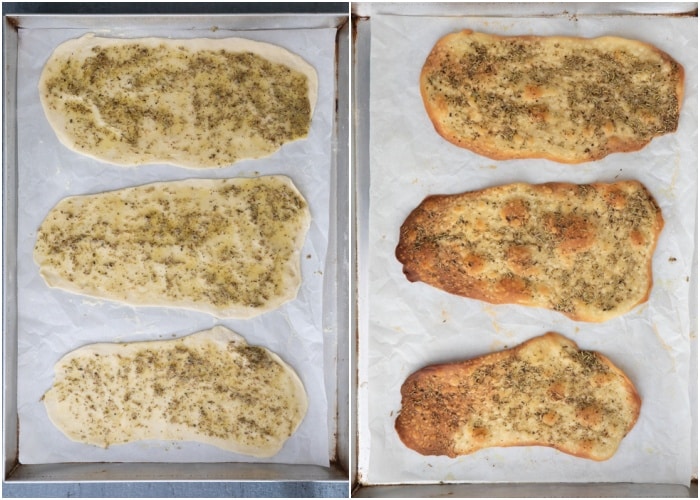 The dough before and after baked.