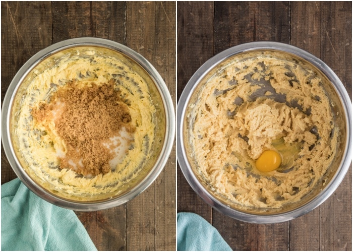 Making the batter in a glass bowl.