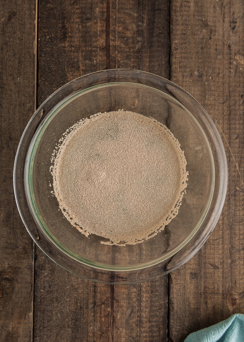 Yeast in the bowl with water.
