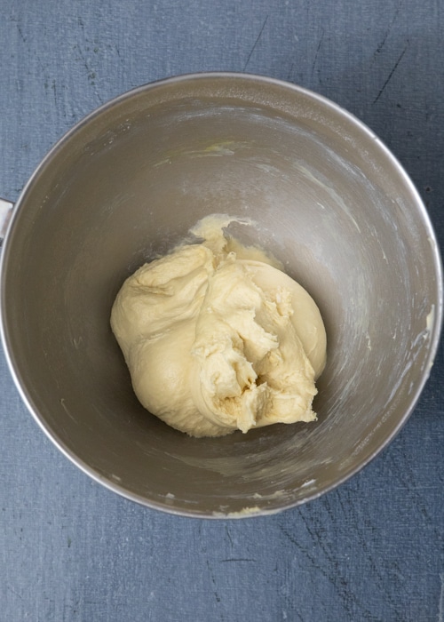 The butter added and the dough made.