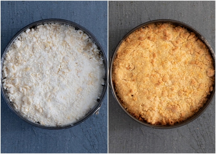 The remaining crumb on top and the cake baked.
