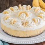 Pudding pie on a white plate.