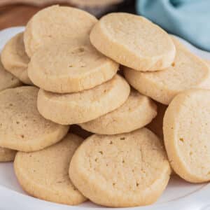 Cookies on a white plate.
