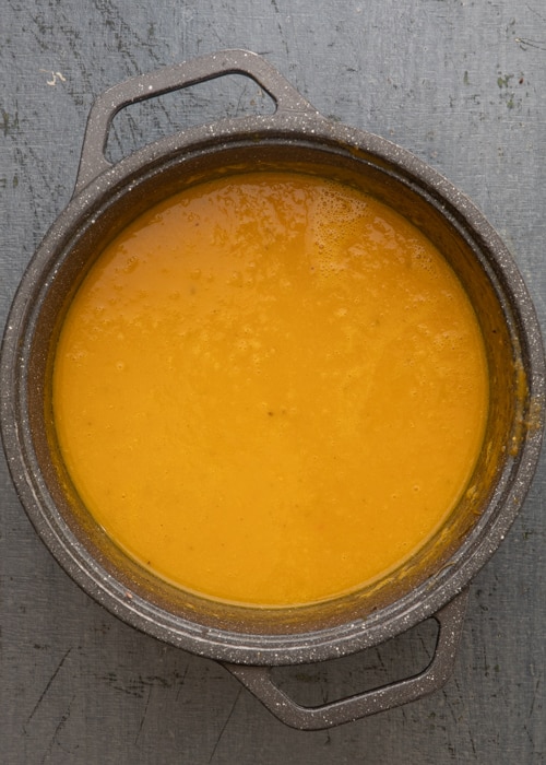 The soup blended in the pot.