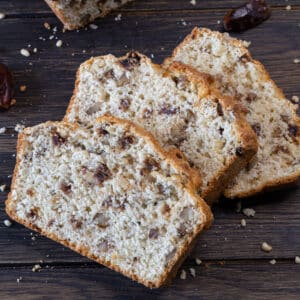 Three slices cut on a black board.