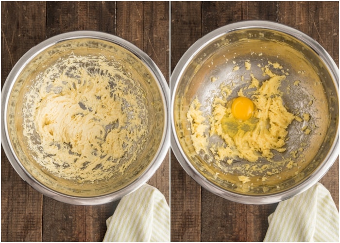 Beating the wet ingredients in the bowl.