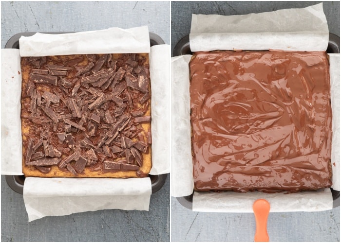 Chocolate on the bars and spread.