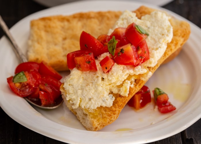 Baked Ricotta on bread.