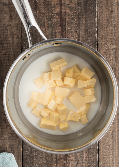 Melting the butter in the pot.