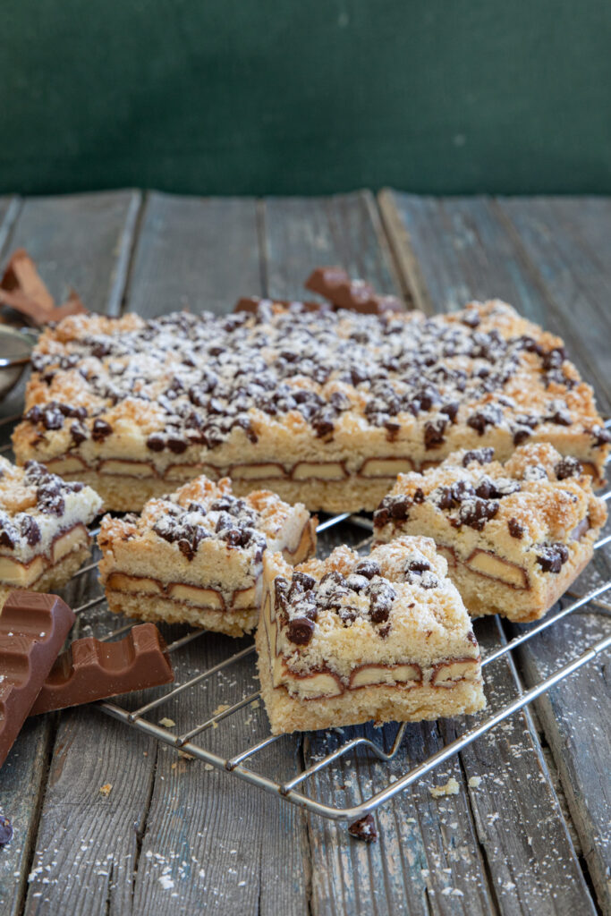 Kinder bars on a wire rack.