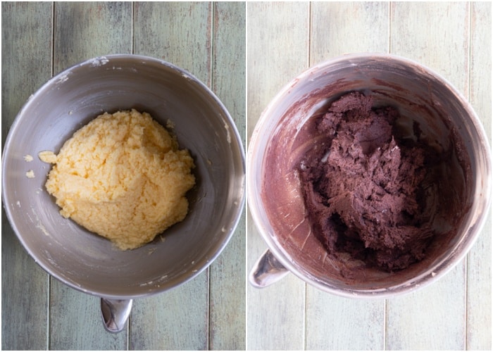 The wet ingredients beaten and the dry added.