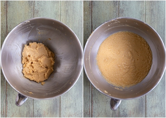 Mixing the wet ingredients in the mixing bowl.