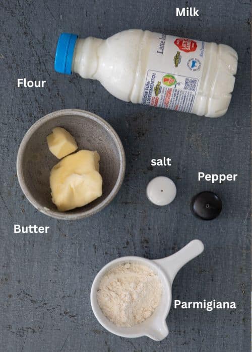 Ingredients for the white sauce.