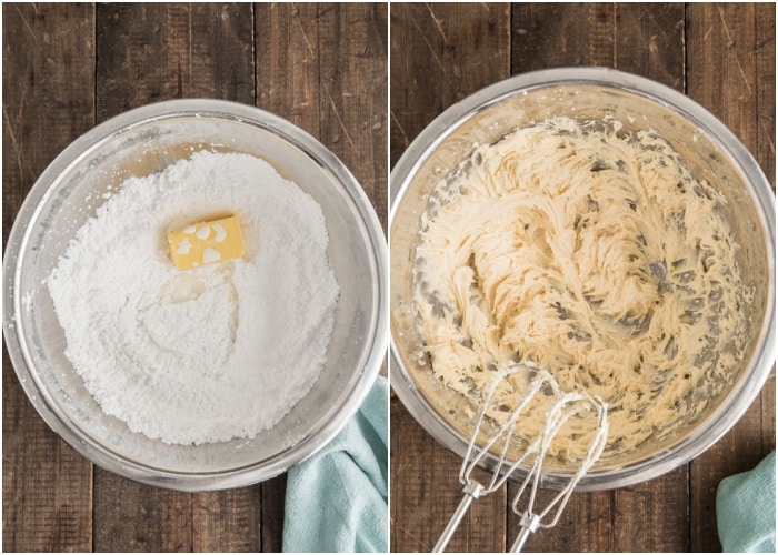 Making the second layer in the bowl.