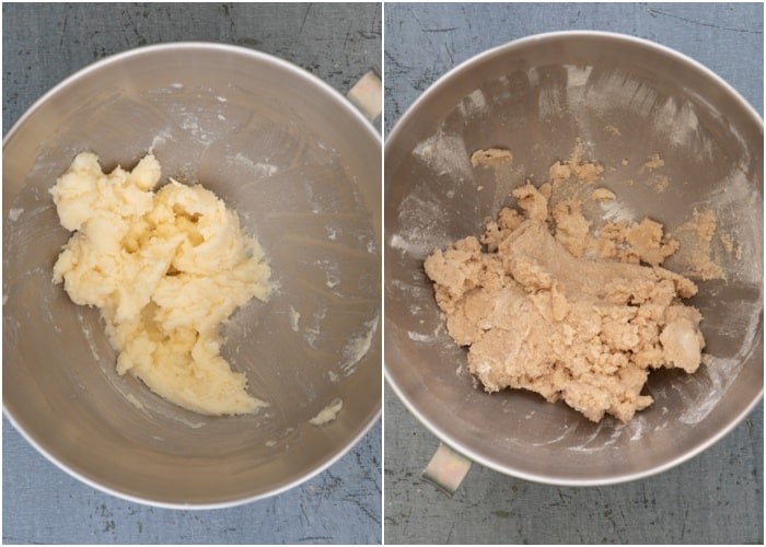 The wet ingredients beaten in the mixer.