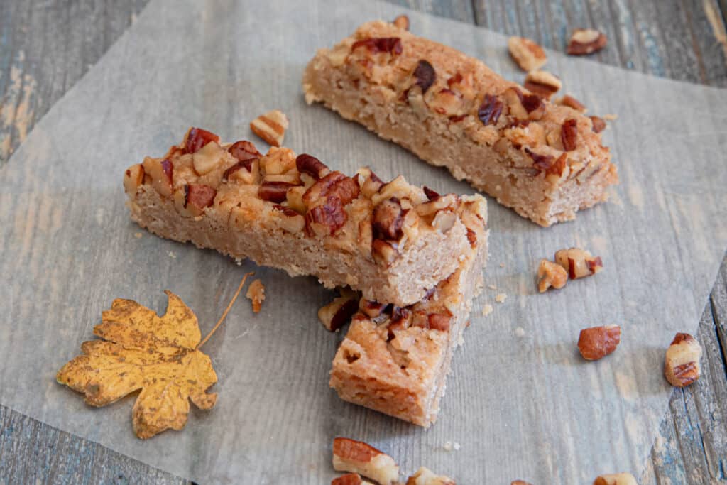 Three bars on waxed paper.