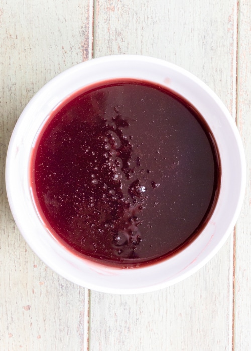 The jam in the bowl.