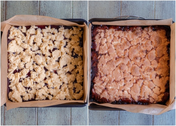 The remaining dough on top and baked.