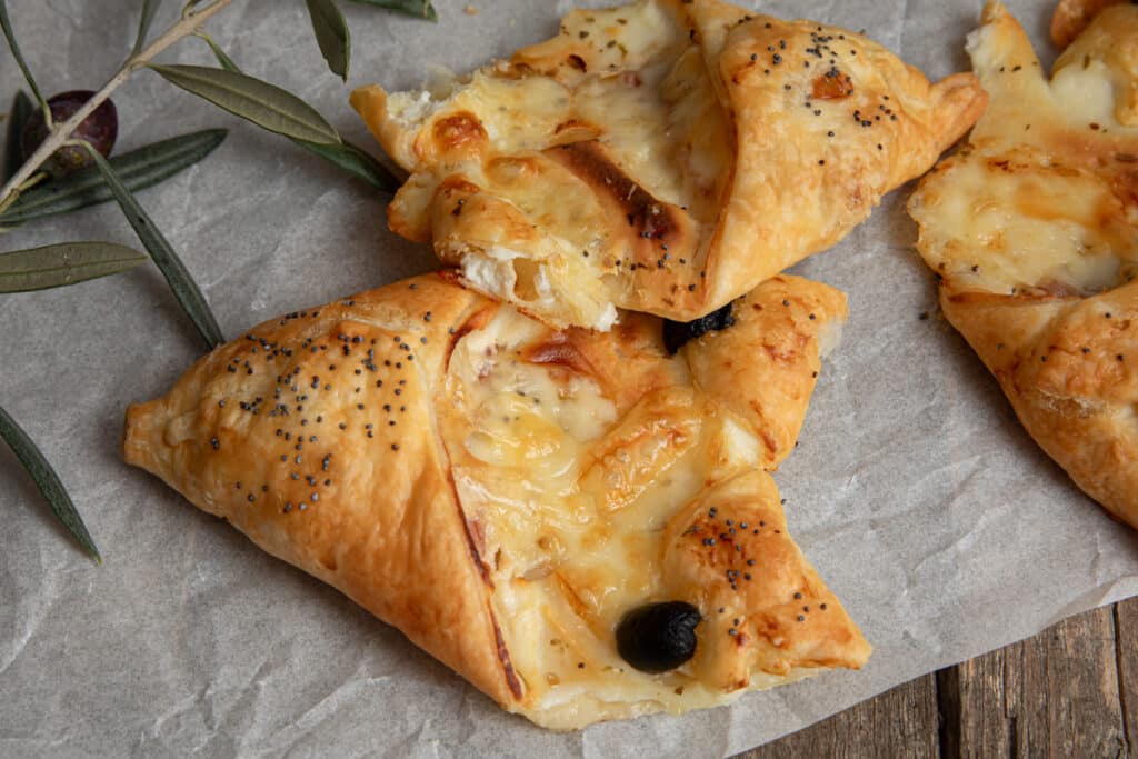 Two slices on parchment paper.