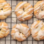 Glazed cookies on a wire rack.