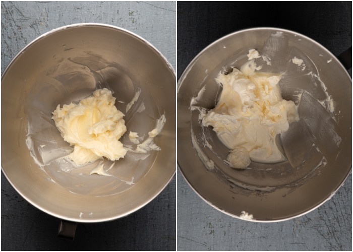 Beating the butter and sugar until creamy.