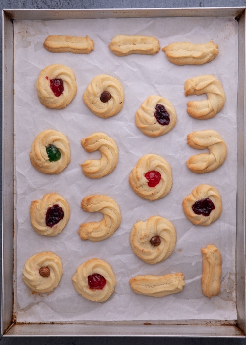 The cookies after being baked.