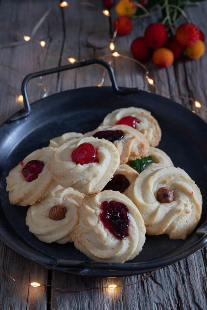 Cookies on a black board.
