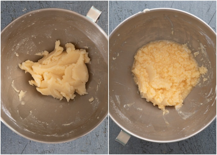 Beating the wet ingredients in the mixing bowl.