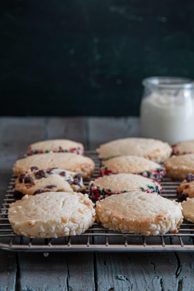 The cookies on a baking sheet.
