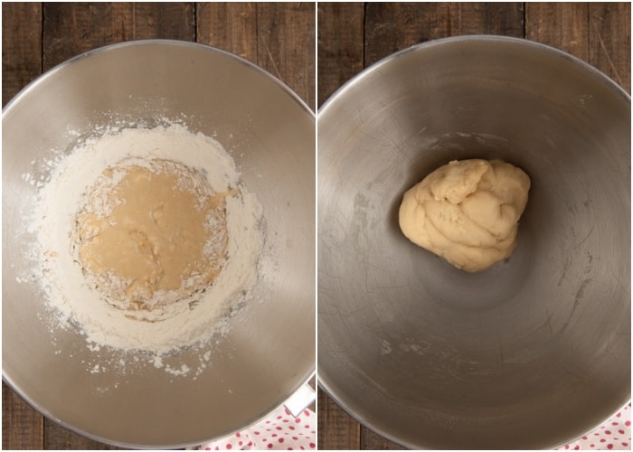 Making the dough and bringing it together.