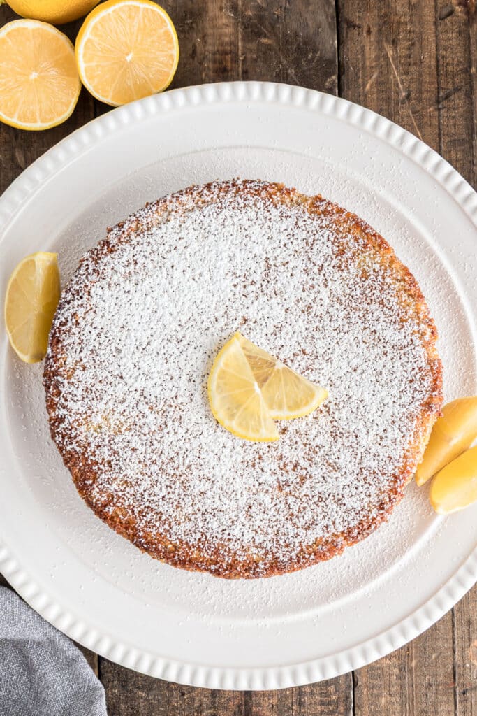 Cake on a white plate.