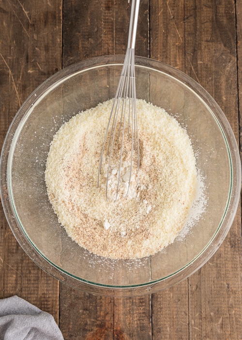 Whisking the dry ingredients together.