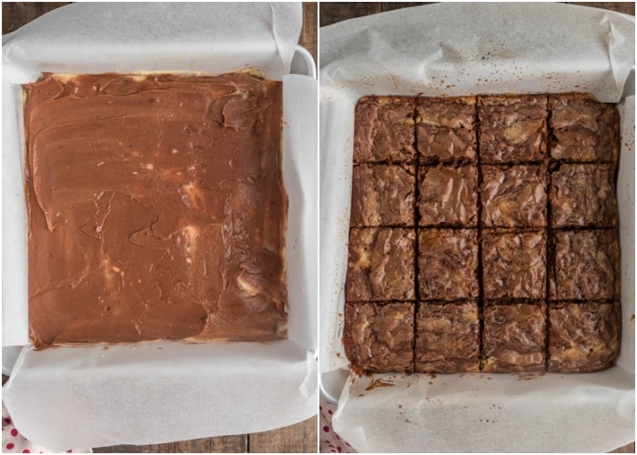 Before and after baking in the pan.