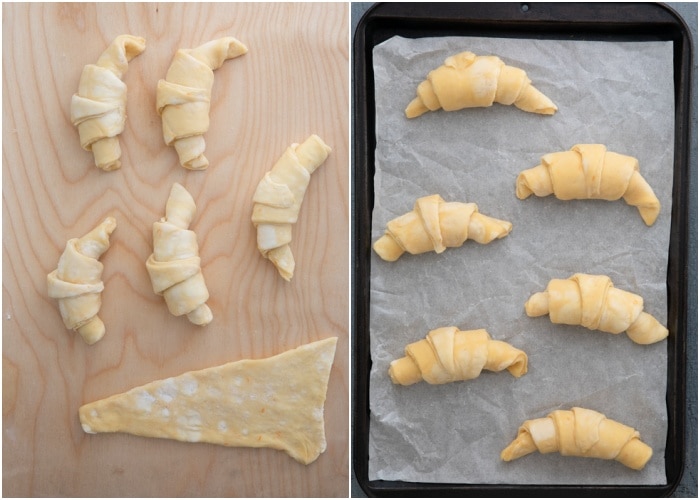 The rectangles rolled into crescent shapes.