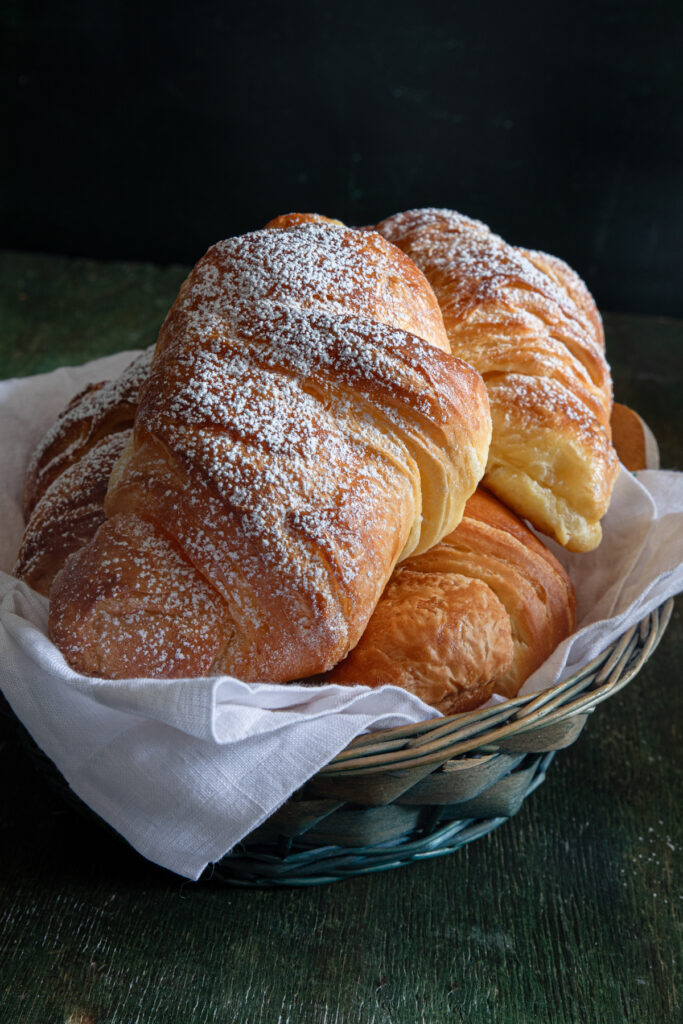 Croissant in a basket.