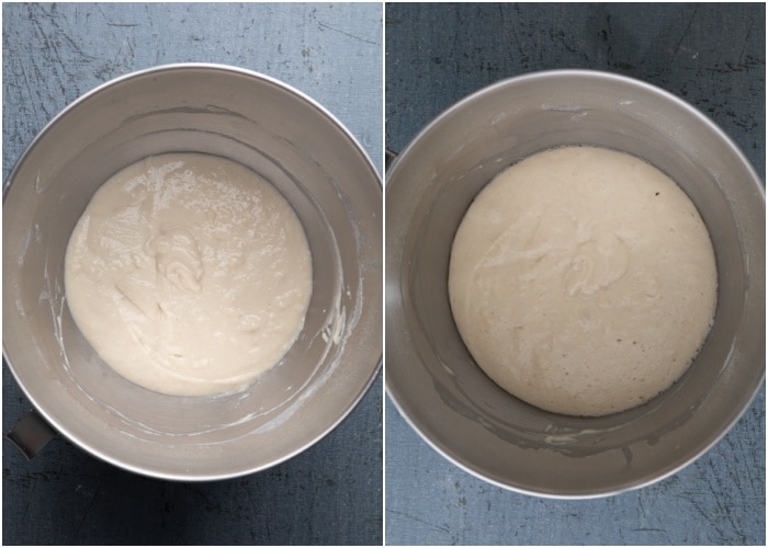 Mixing the dough and resting.