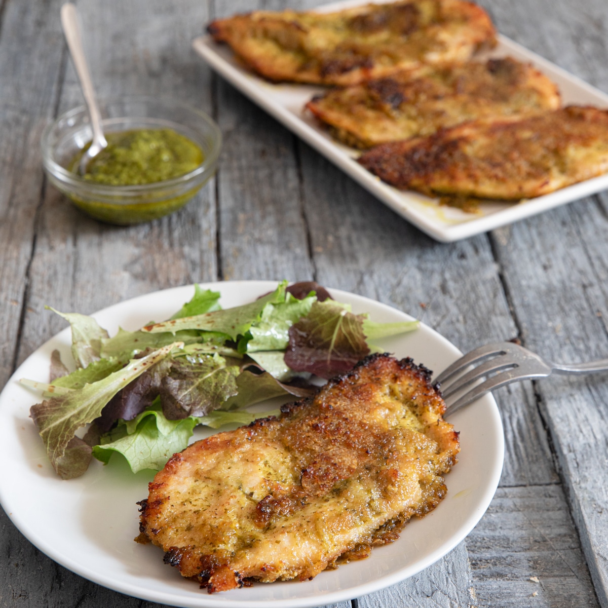 Baked Breaded Pesto and Parmigiano Chicken