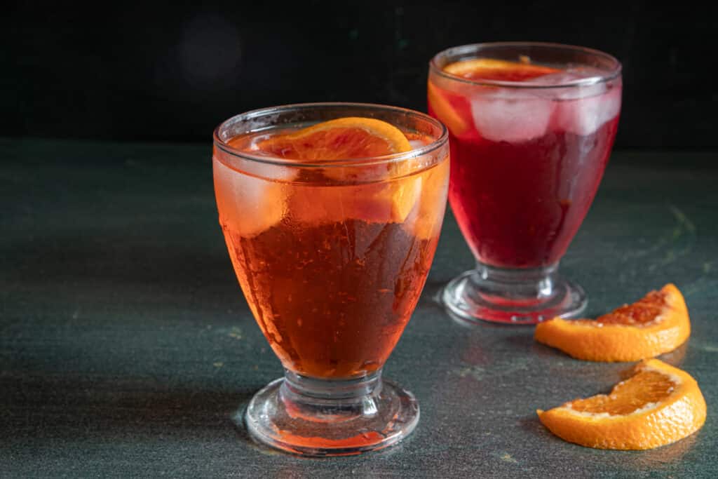 Two Spritzs in a glass.