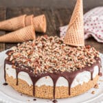 Cornetto cake with a cone on top.