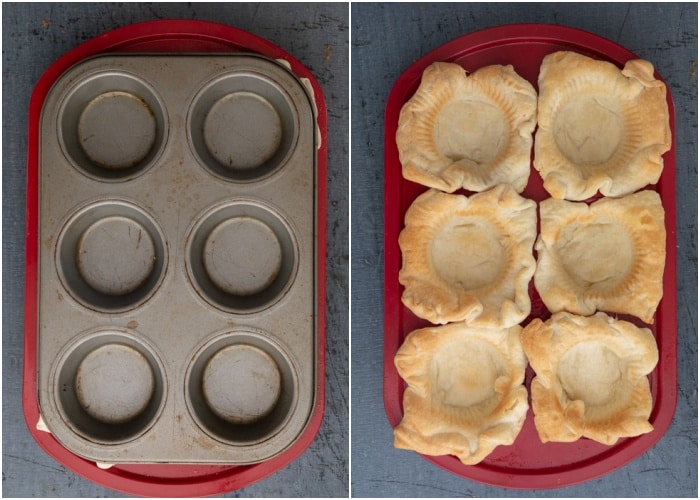 The 2nd muffin tin on top and the pastry baked.