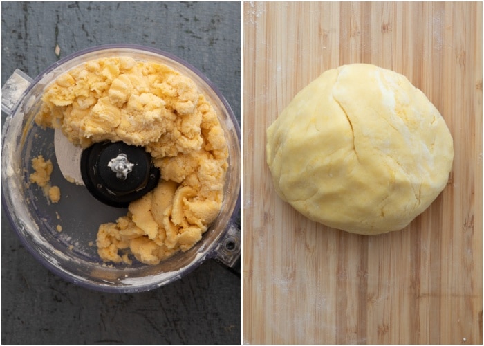 Making the dough in a food processor.