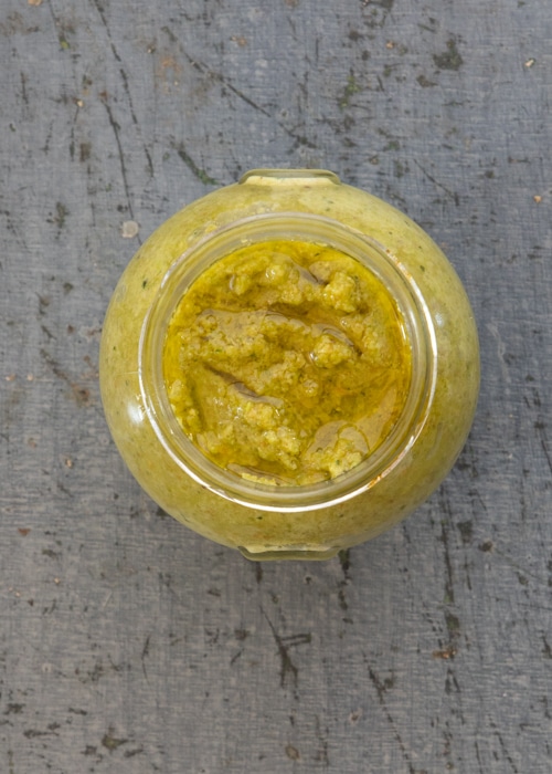 The pesto in a jar.